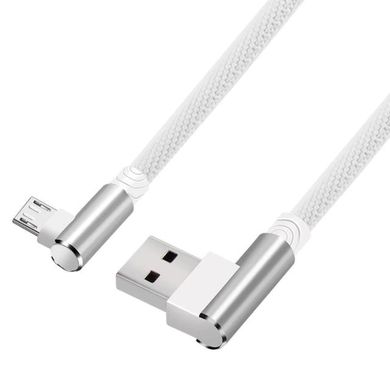 Micro usb кабель c Г-образными разъёмами - 2 метра, белый