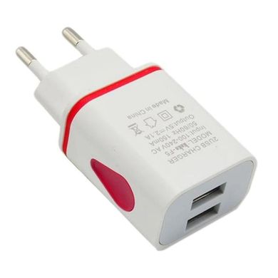 USB зарядка 5 вольт 1.1 ампера 6 Ватт на 2 USB порти із захистом від перевантаження та підсвіткою F5