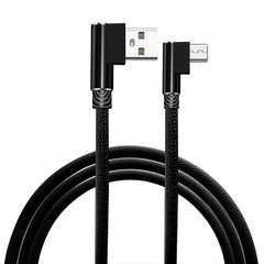 Micro usb кабель c Г-образными разъёмами - 2 метра, черный