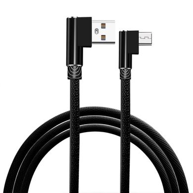 Micro usb кабель з Г-подібними роз'ємами - 2 метри, чорний