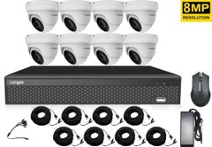 Комплект видеонаблюдения на 8 купольных камер высокого разрешения Longse XVRDA3108D8MD800, 8 Мегапикселей