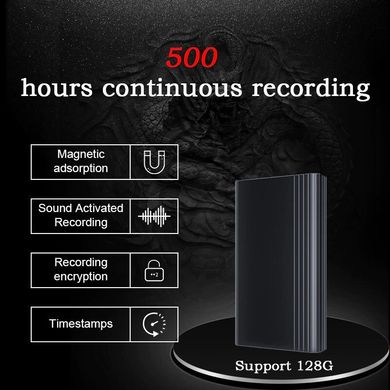 Цифровий диктофон із великим часом роботи до 500 годин Sttwunake L1 з пам'яттю 128 Гб
