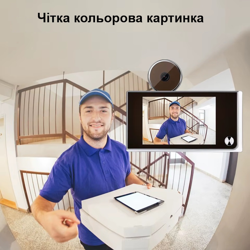Відеовічко дверне цифрове для квартири Kivos SF515 c 3,5\" дюймовим екраном, чорне — фото 6