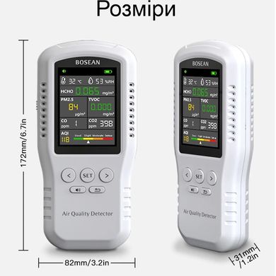 Датчик аналізатор якості повітря за 5-ма параметрами Bosean T-Z01Pro, професійний портативний
