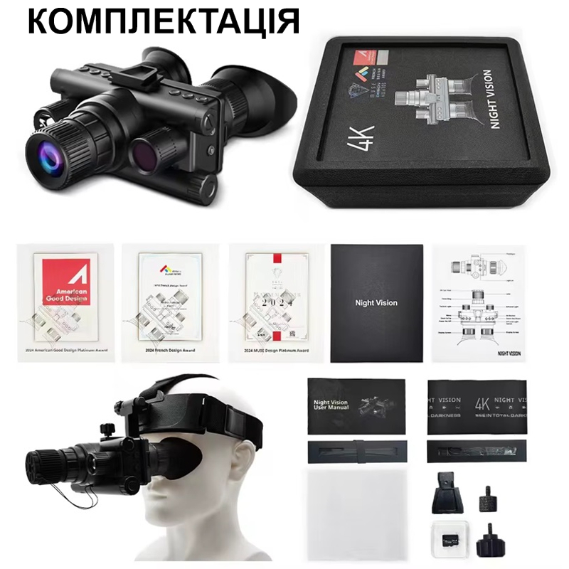Комплект окуляри нічного бачення ПНВ Nectronix Z9157 + чорне металеве кріплення на шолом Wilcox L4G24 — фото 10