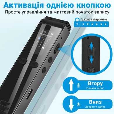 Цифровий блютуз диктофон для запису телефонних розмов Savetek GS-R29, 32 Гб пам'яті, bluetooth