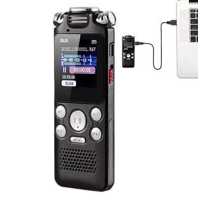 Цифровий диктофон з таймером для запису голосу Sttwunake V59, стерео, 8 Гб, чорний