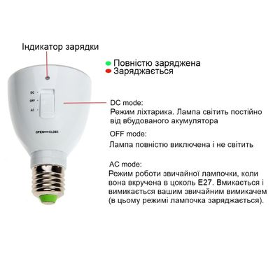 Лампа аварийного освещения с аккумулятором под патрон Е27 Nectronix MB6W-B, до 5 часов автономного освещения