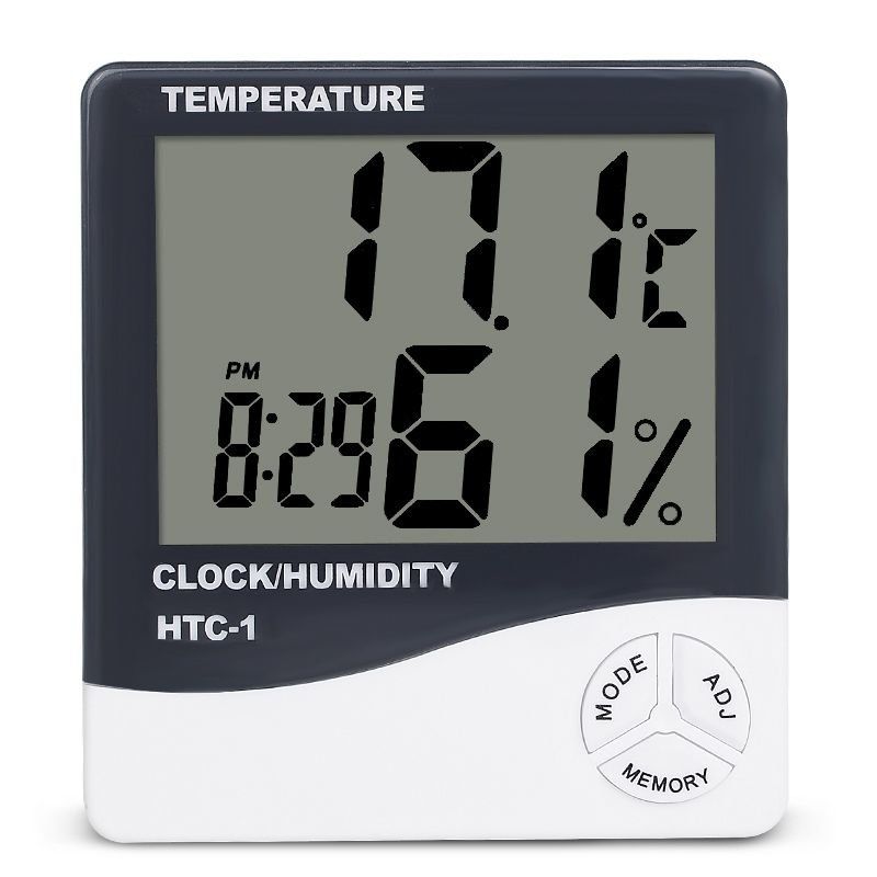 Электронный комнатный термометр гигрометр с часами KETOTEK НТС-1