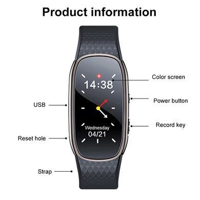 Годинник з диктофоном та MP3 плеєром Nectronix R48, 8 Гб пам'яті (Товар з невеликим дефектом)