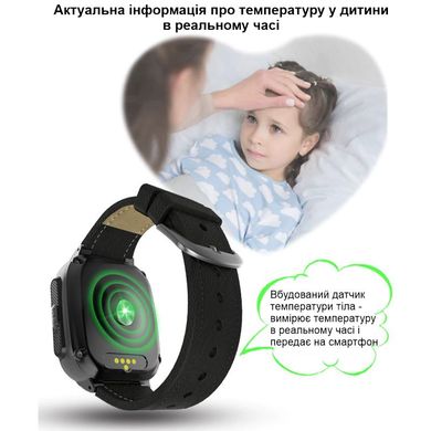 Smart часы детские с GPS отслеживанием Nectronix LT-25 (Черные), с поддержкой 4G, термометром, камерой, сенсорным экраном