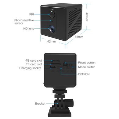 4G камера відеоспостереження міні під СІМ карту Vstarcam CB75, 3 Мп, датчик руху, запис, акумулятор 3000мАг
