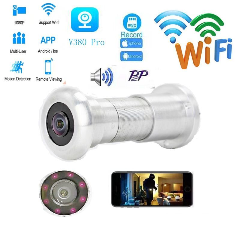 Відеоглазок wifi з датчиком руху, підсвічуванням і записом HQCam 405B, 2 Мп, сріблястий — фото 3