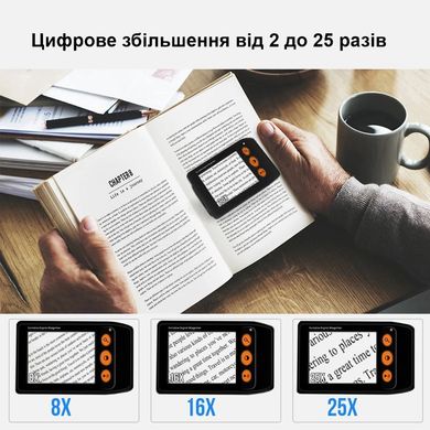 Портативна електронна цифрова лупа 2X-25X з 3,5 "екраном Eyoyo YS008, чорна