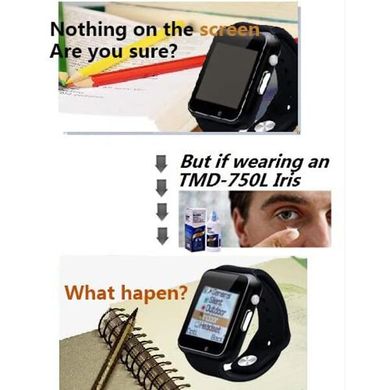 Микронавушник з GSM годинником з невидимим екраном і bluetooth + окуляри для годинника TMD-750