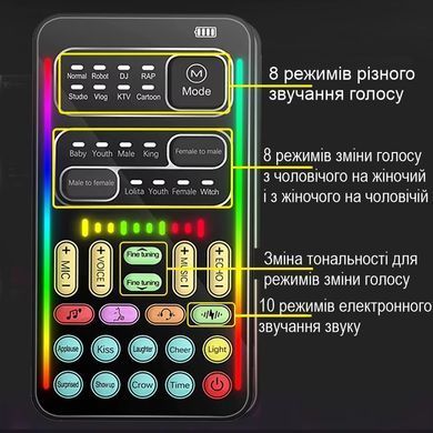 Изменитель голоса с 16-ю режимами изменения голоса и 8 звуковыми эффектами Voice Changer I9