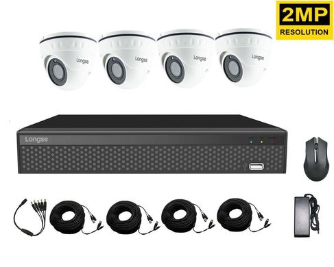 Комплект відеоспостереження на 4 камери Longse XVRA2004D4P200, 2 мегапікселя, FullHD 1080P