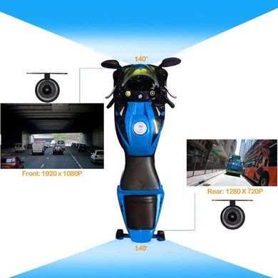 Відеореєстратор для мотоцикла на 2 камери, захищений від вологи FHD 1080P, wifi, G-sensor, датчик руху