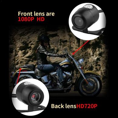 Видеорегистратор для мотоцикла на 2 камеры с пультом управления FHD 400, FullHD 1080P, G-sensor