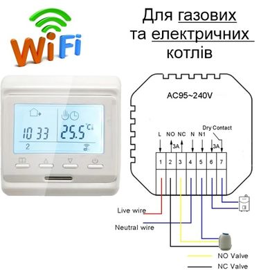 Wifi термостат для газового и электрического котла с LCD дисплеем Minco HeatMK60L, белый