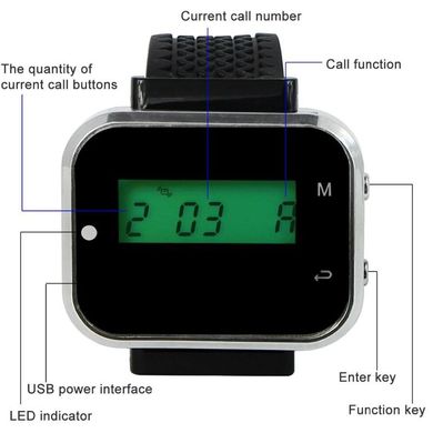 Додатковий годинник - пейджер для системи виклику офіціанта Tivdio F3300