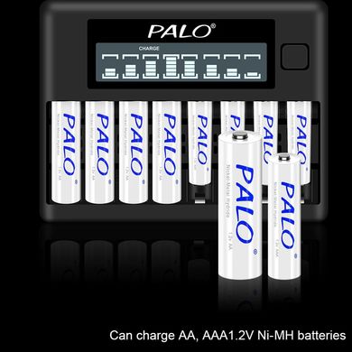 Зарядний пристрій на 8 штук NI-MH акумуляторних батарейок АА або ААА з LCD екраном Palo NC32