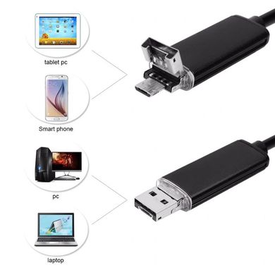 USB эндоскоп для смартфона и ноутбука HD 480P Kerui 551S, 1 метр, 5.5 мм, мягкий кабель