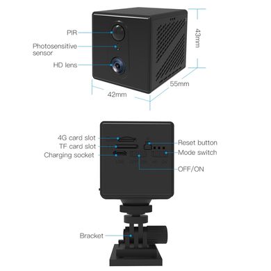 4G мини камера мини под СИМ карту Nectronix CB75B, с разрешением записи 448х256, аккумулятор 3000мАч