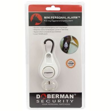 Персональная карманная сигнализация сирена для самообороны Doberman Security SE-0120, белая