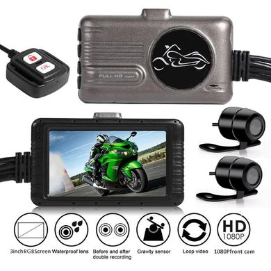 Відеореєстратор для мотоцикла на 2 камери з пультом управління FHD SE100, HD 720P