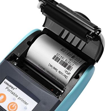 Мобільний термопринтер чеків для смартфона bluetooth Goojprt PT-210, pos принтер + чохол, блакитний
