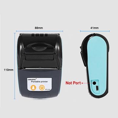 Мобильный термопринтер чеков для смартфона bluetooth Goojprt PT-210, pos принтер + чехол, голубой