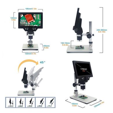 Мікроскоп цифровий з 7" дюймовим LCD екраном і підсвічуванням GAOSUO G1200HD, c збільшенням до 1200X, живлення від мережі