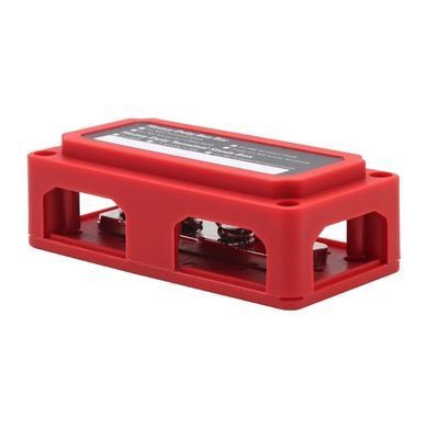 Распределительный блок с шиной Heavy Duty Bus Bar с 4мя шпильками М10 для соединения кабелей 48V DC, до 300A (красный)