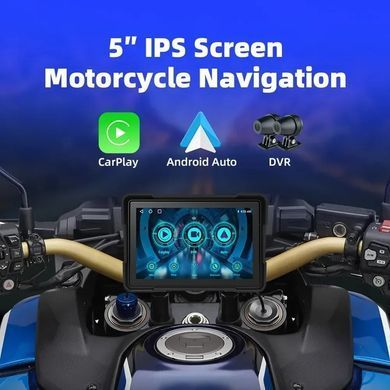 Відеореєстратор для мотоцикла + GPS навігатор 5 в 1: CarPlay / Android Auto + датчики тиску в шинах Nectronix M552