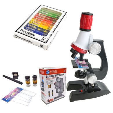 Набір дитячий мікроскоп для школяра 1200 х + біологічні зразки Chanseon 1412